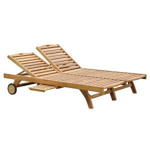 Double Teak Chaise Lounge